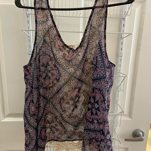 Purple lace backed tank top